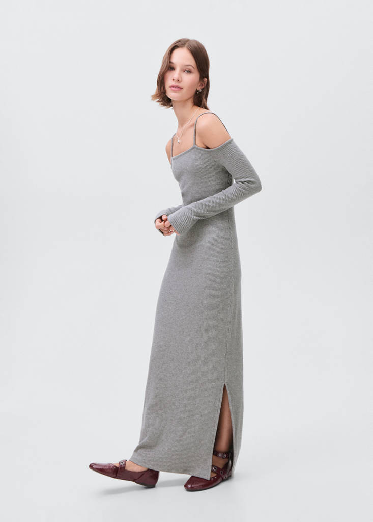 Knitted dress with cut-out — Dark Heather Grey