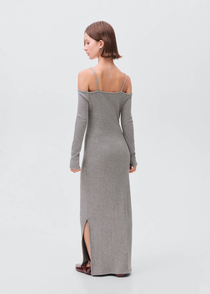 Knitted dress with cut-out — Dark Heather Grey