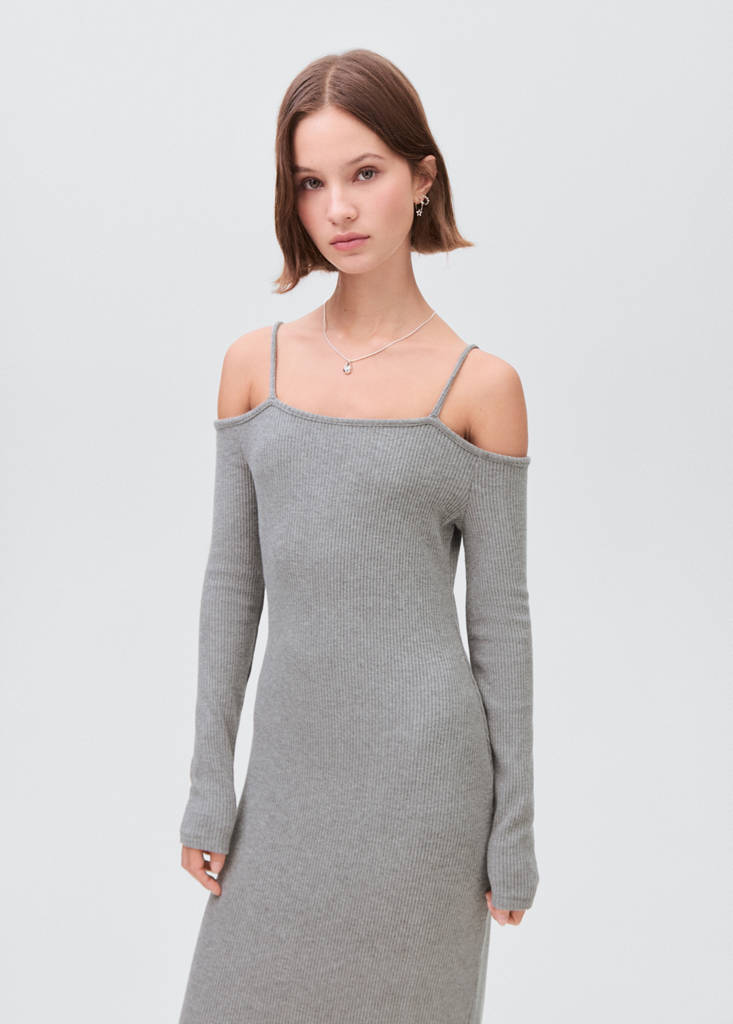 Knitted dress with cut-out — Dark Heather Grey