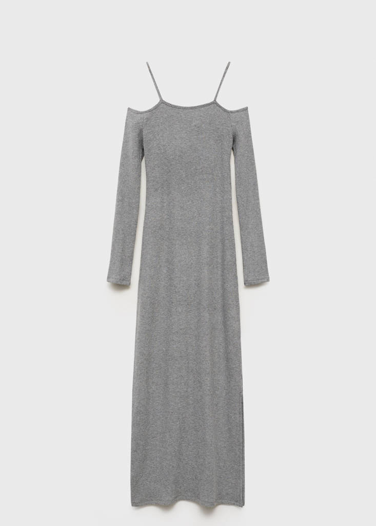 Knitted dress with cut-out — Dark Heather Grey