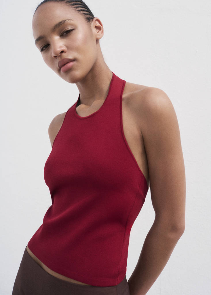 Knitted top with hoop detail — Wine