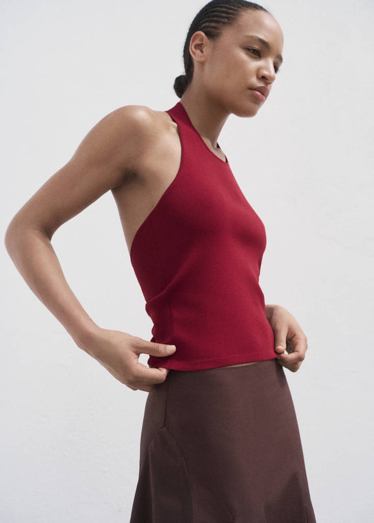 Knitted top with hoop detail — Wine