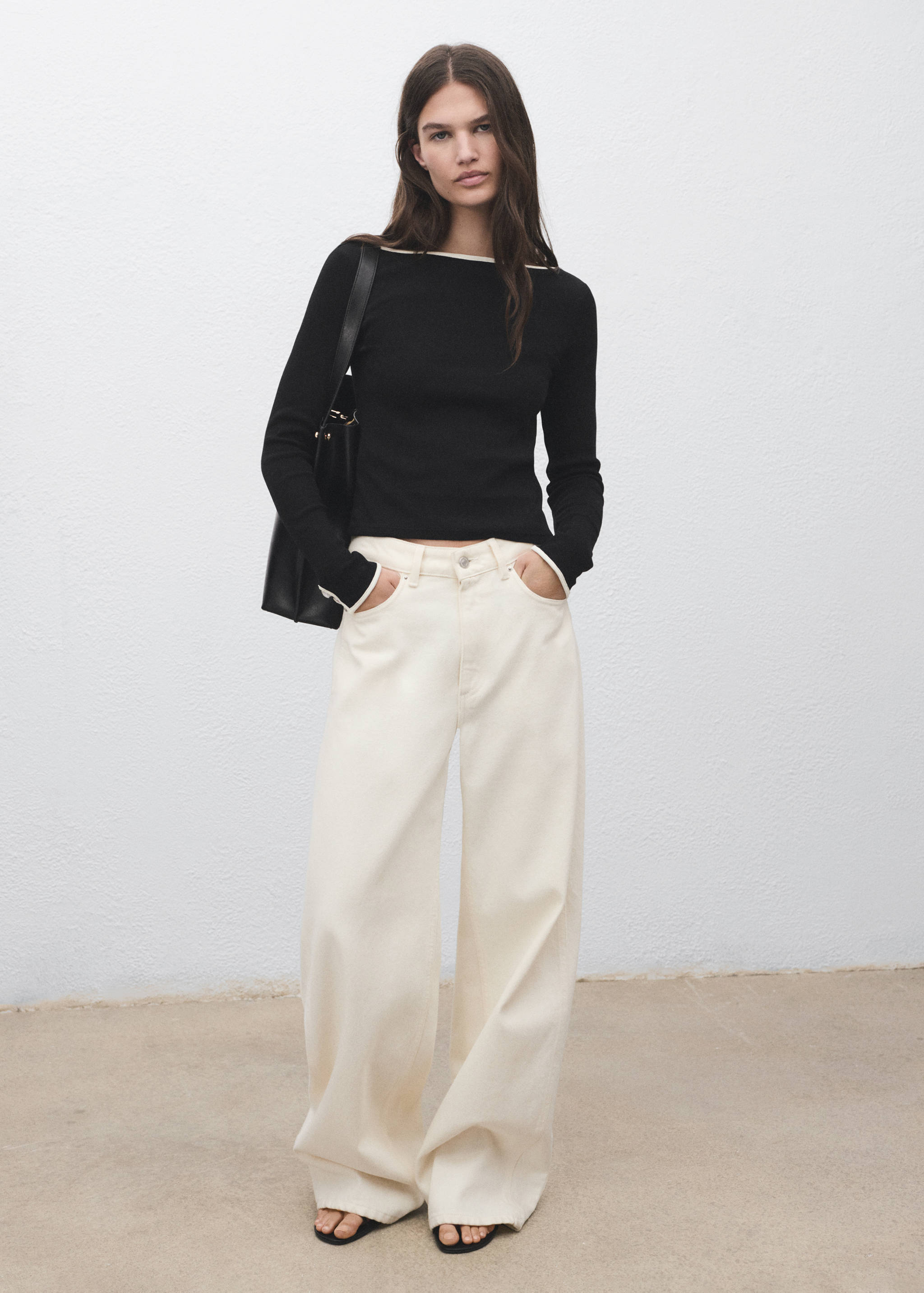 Baumwoll-T-Shirt mit Knopfmanschetten - Allgemeine Ansicht