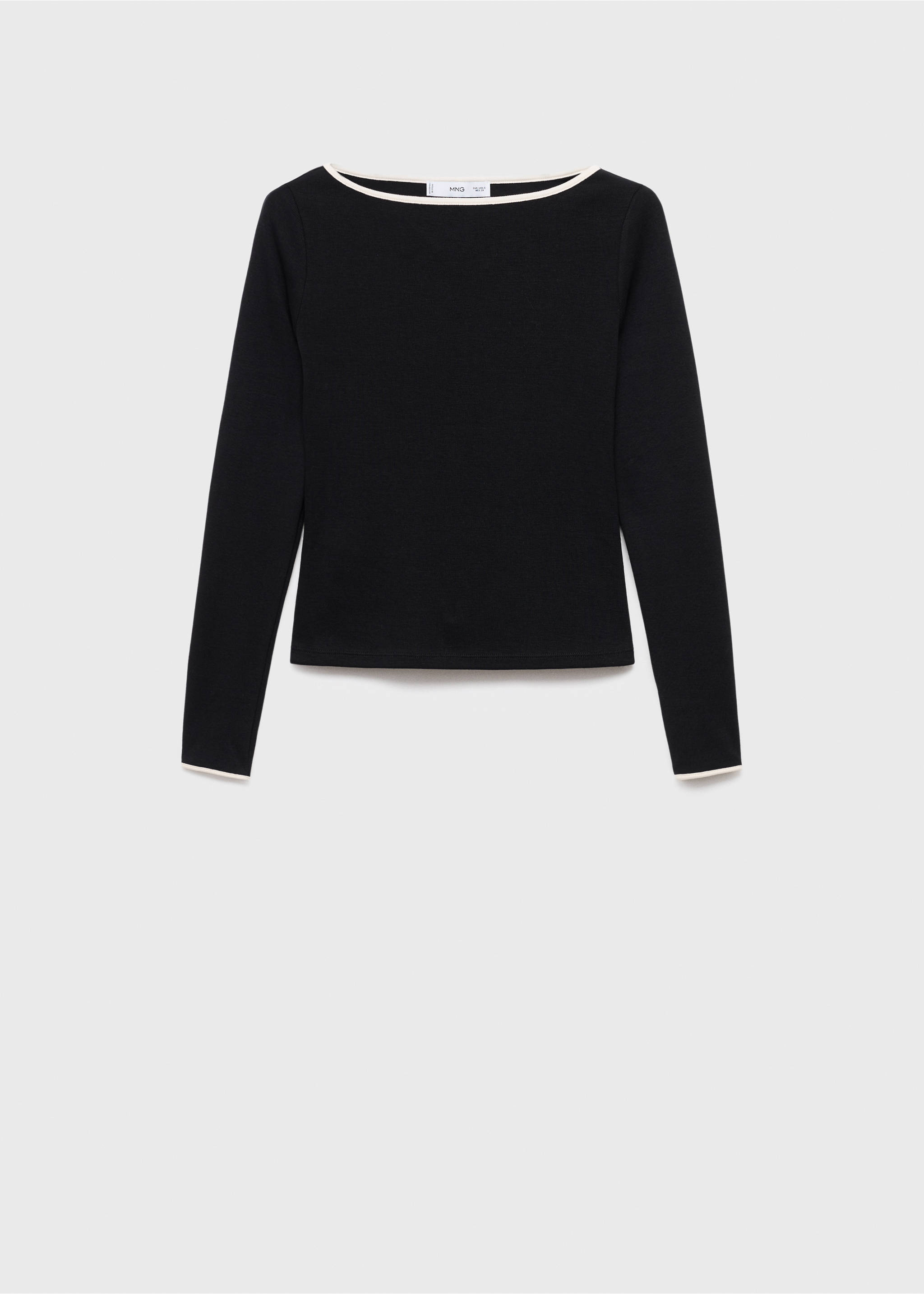 Cotton t-shirt with buttoned cuffs - Article without model, Black. Ref: 17034085-00.