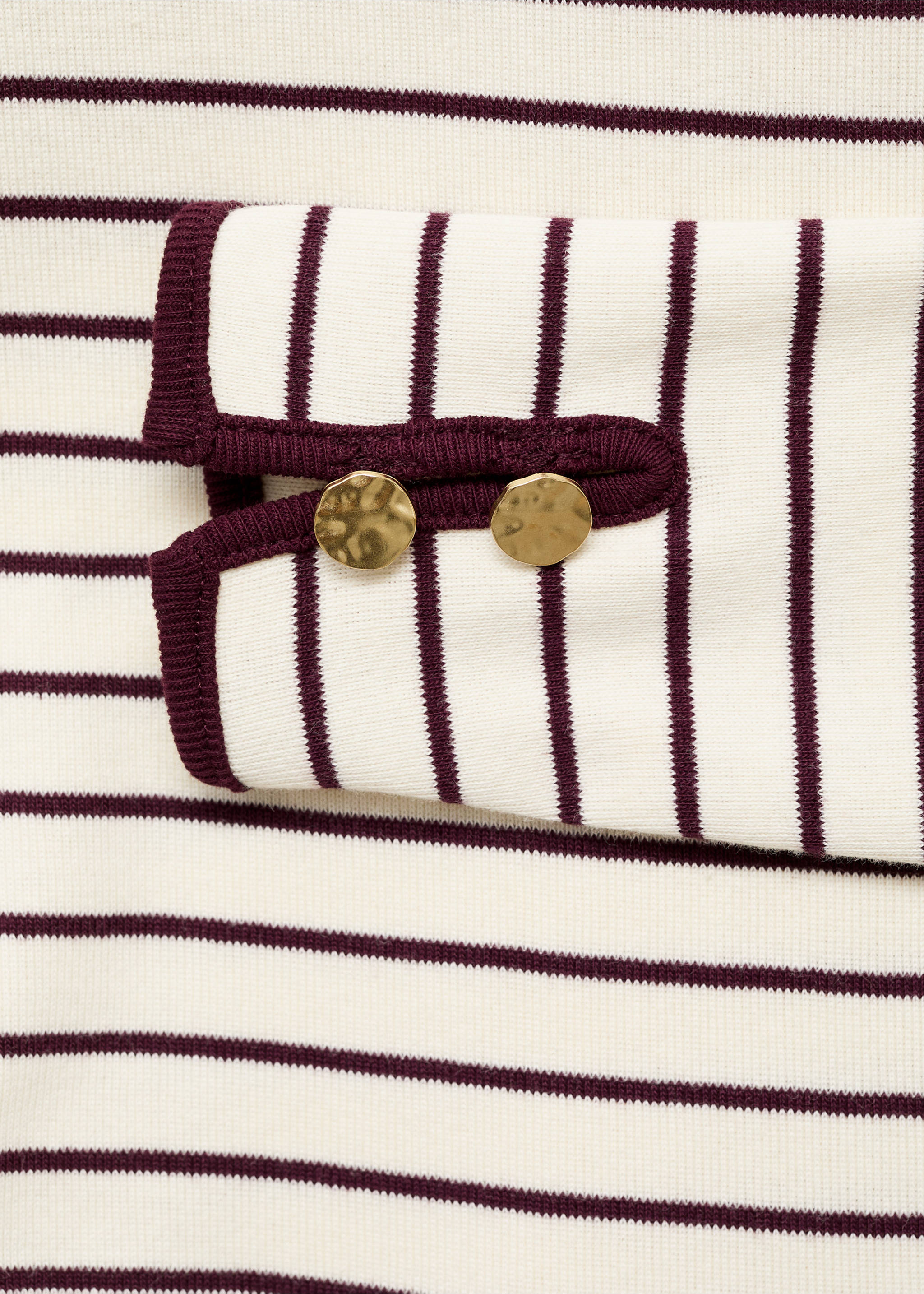 Cotton maternity t-shirt with buttoned cuffs - Details of the article 0, Burgundy. Ref: 17034087-00.