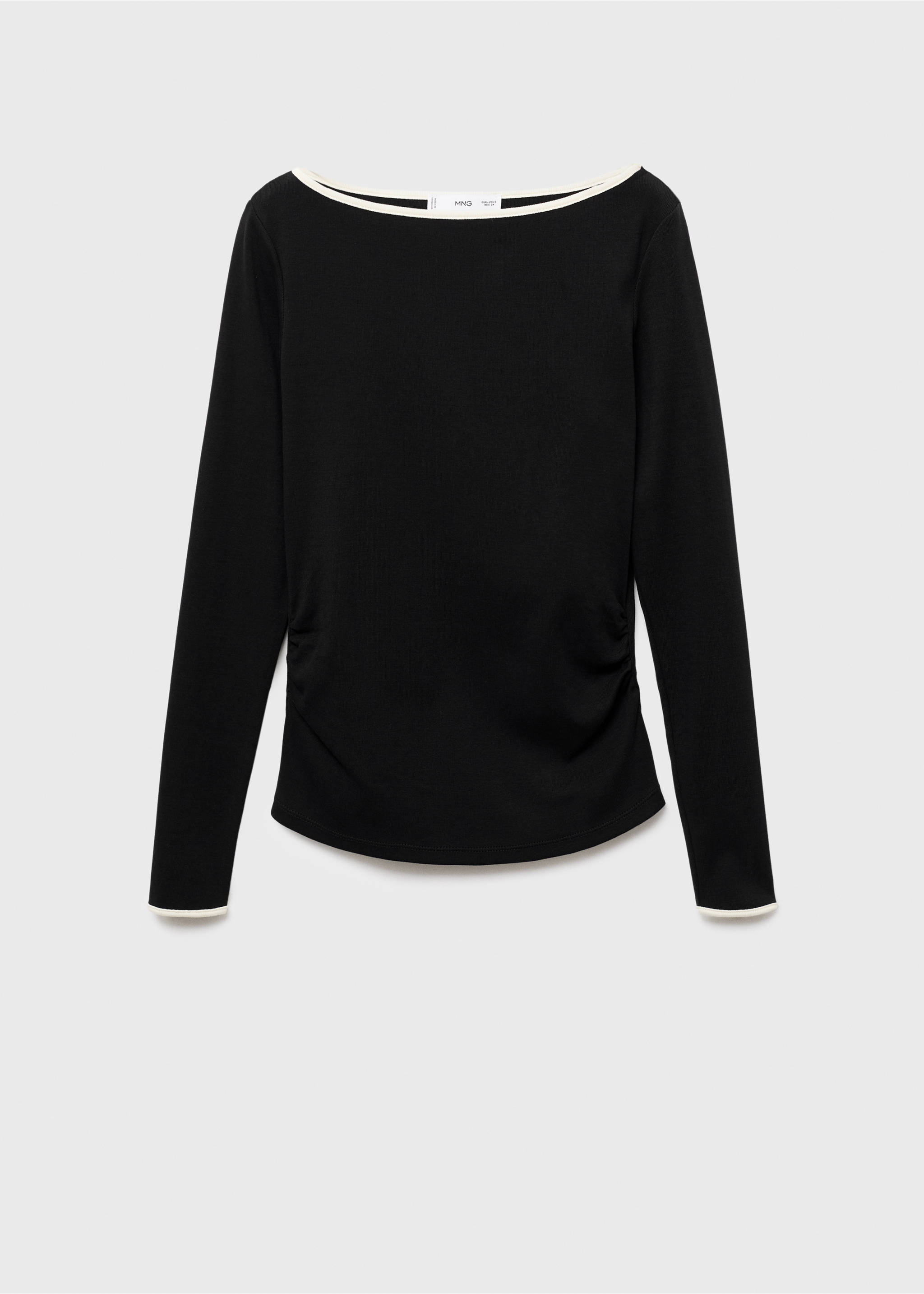 Cotton maternity t-shirt with buttoned cuffs - Article without model, Black. Ref: 17034087-00.