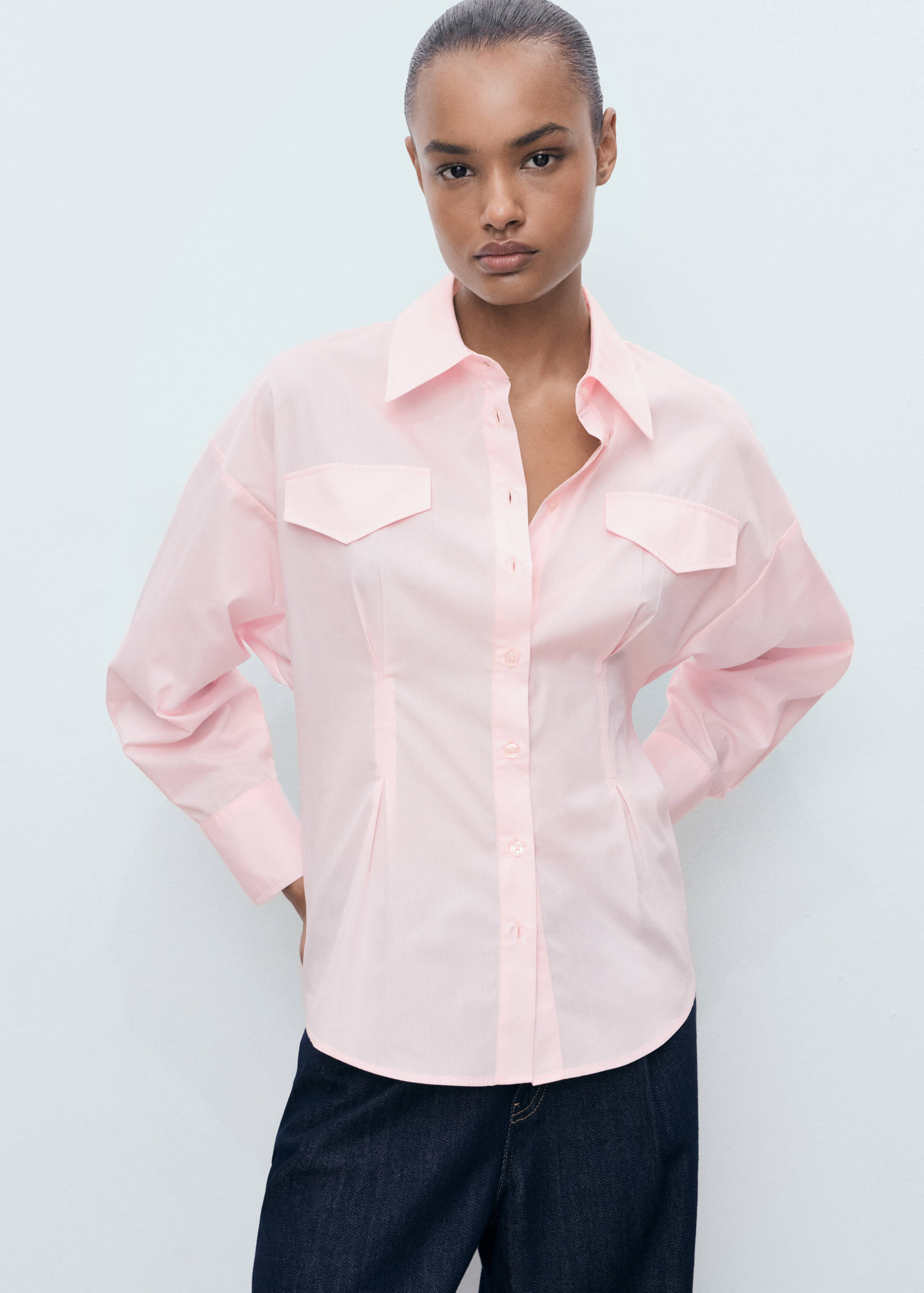 Shirt with pleats and pockets - Medium plane