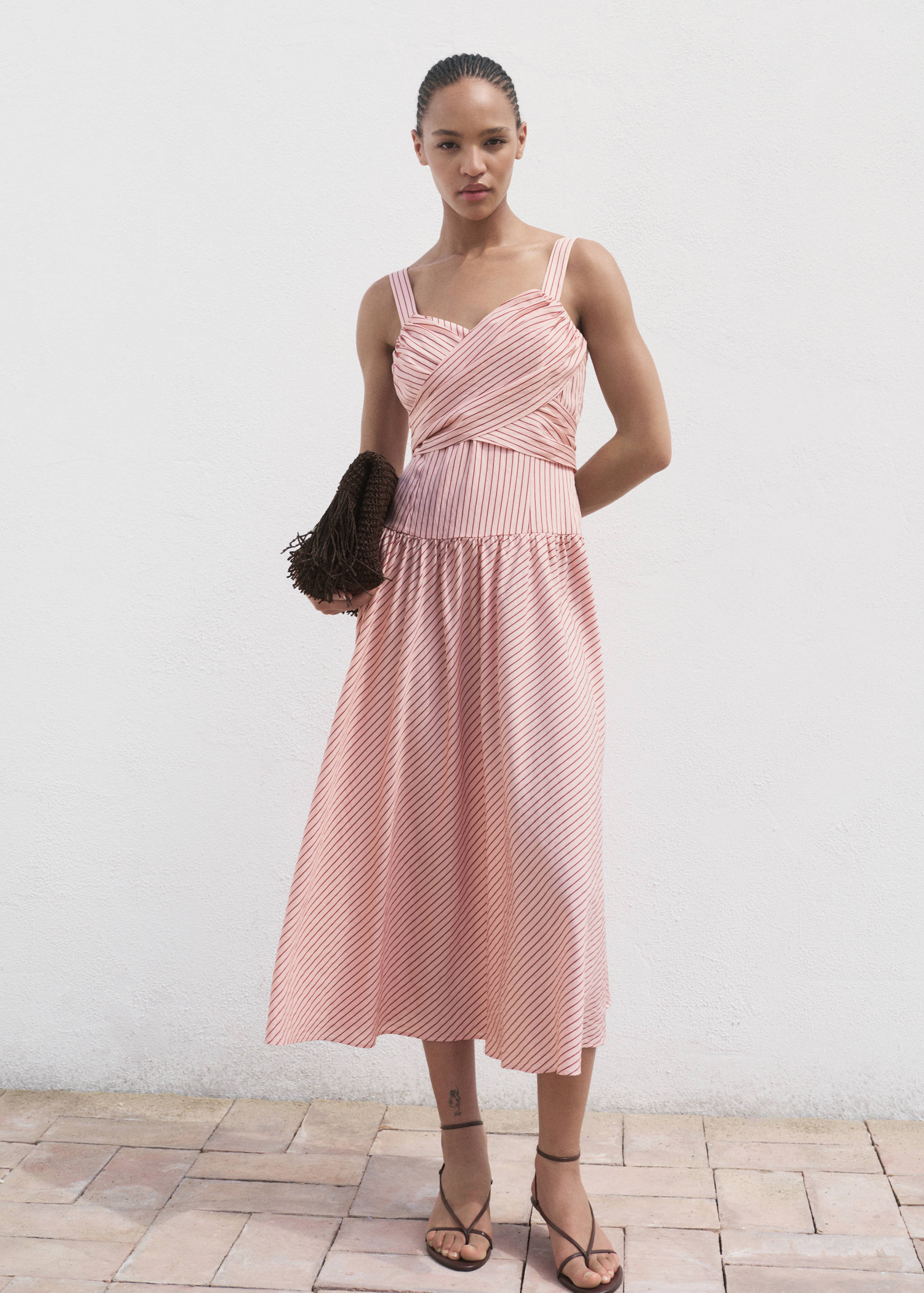 Striped wrap dress - General plane