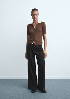 Wide leg pleated jeans — Black denim 2
