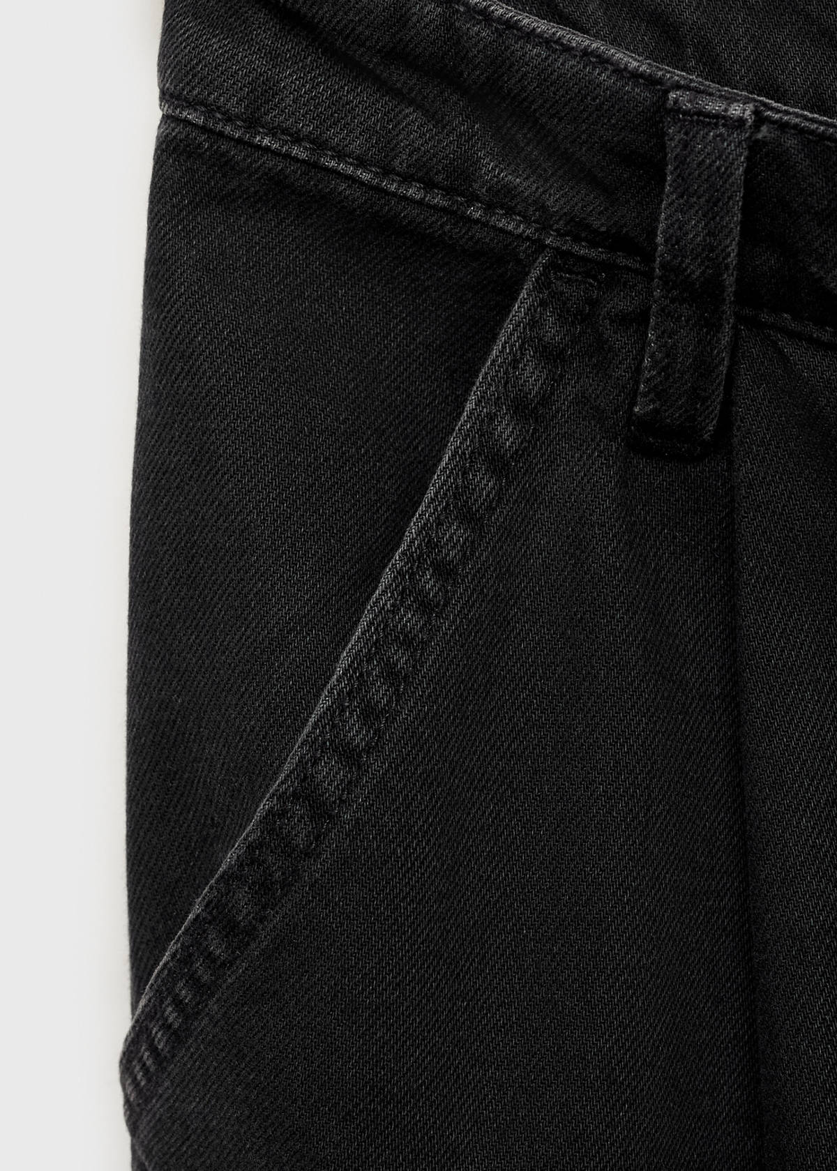 Wide leg pleated jeans — Black denim
