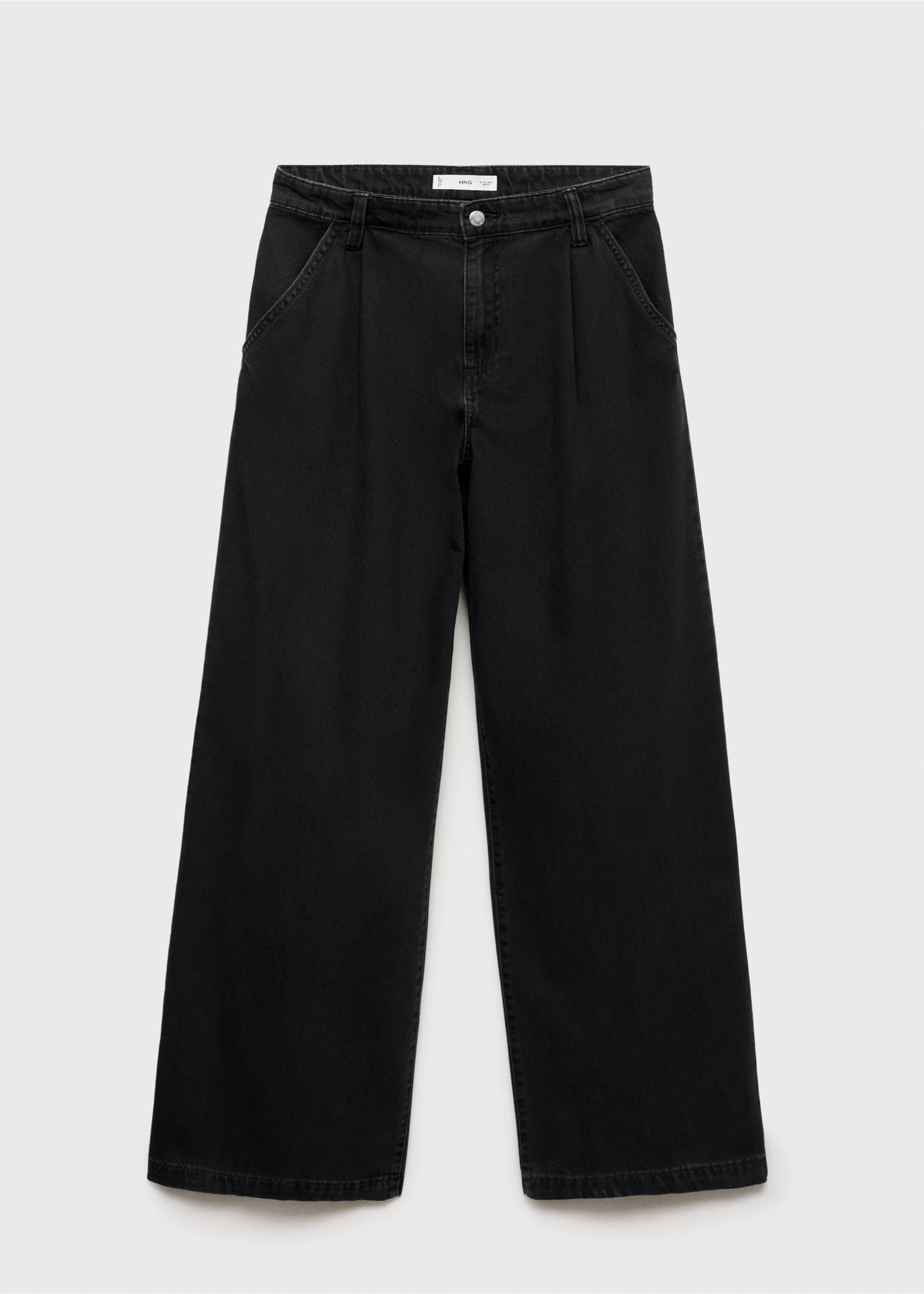 Широкие джинсы wide leg с защипами - Изделие без модели, Черный деним. Ref: 17034095-00.