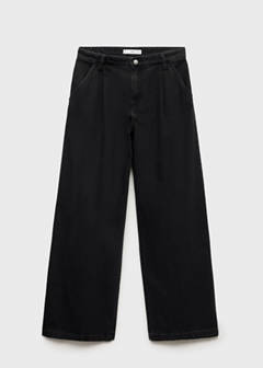 Wide leg pleated jeans — Black denim 7