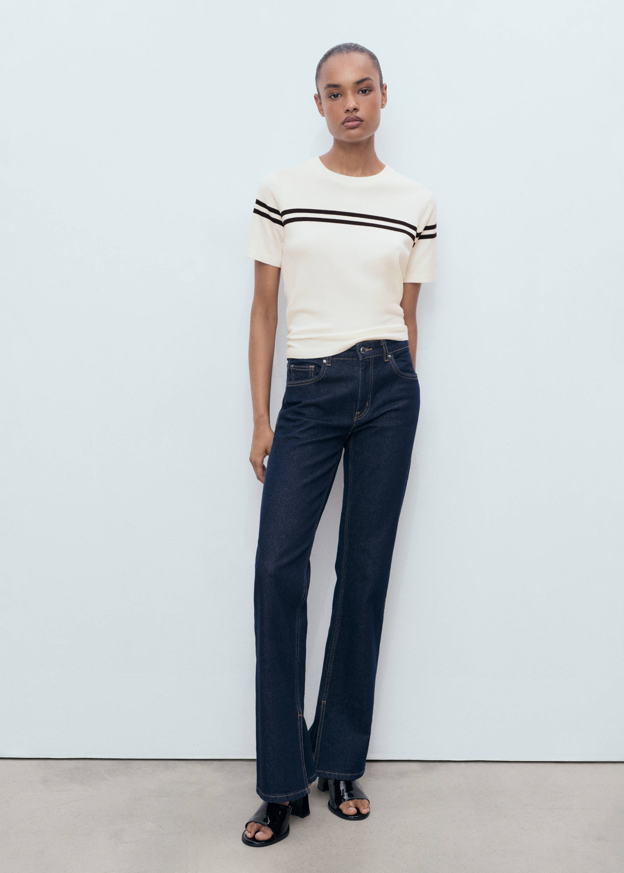 Pull-over rayures manches courtes - Plan général