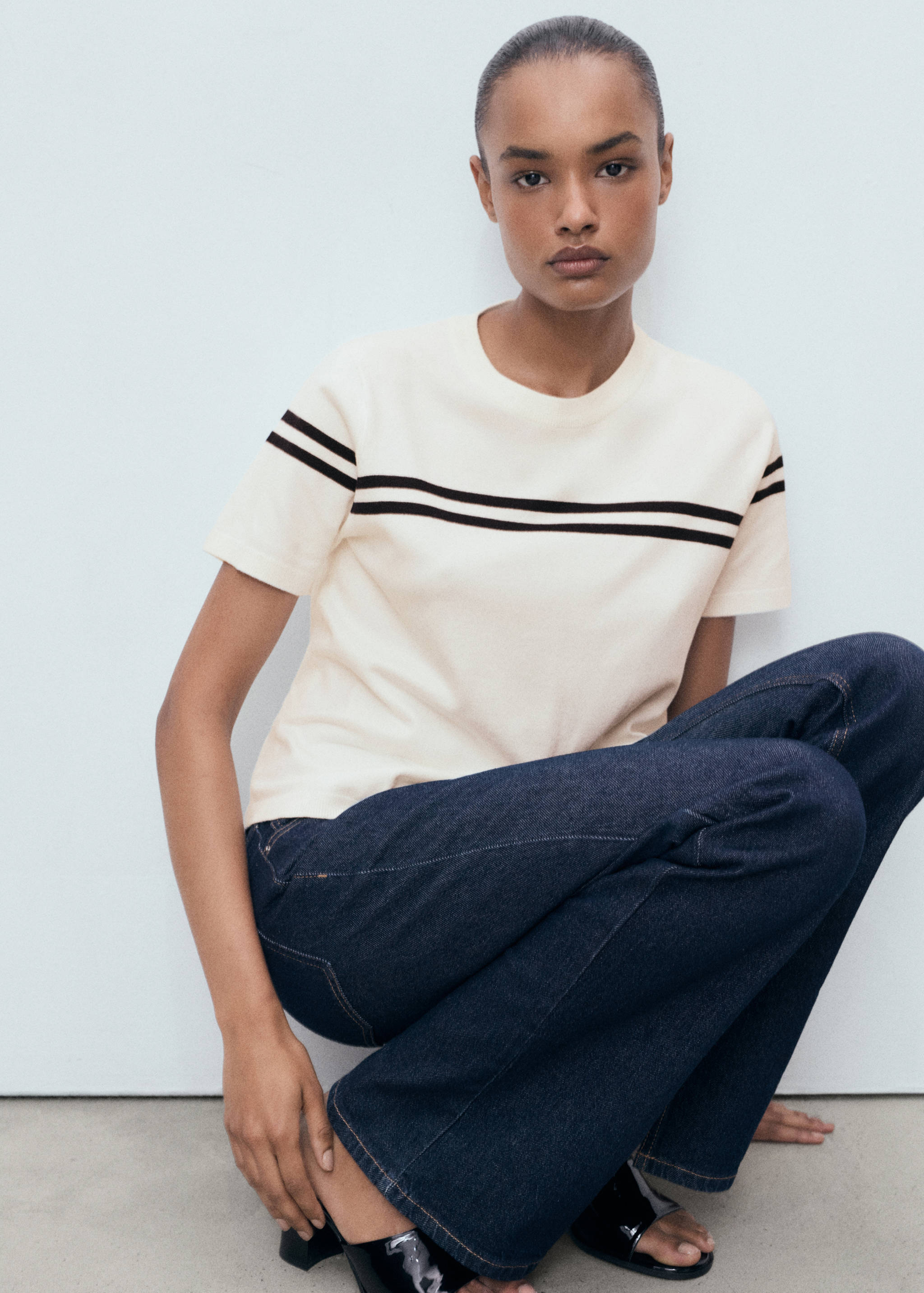 Pull-over rayures manches courtes - Détail de l'article 1