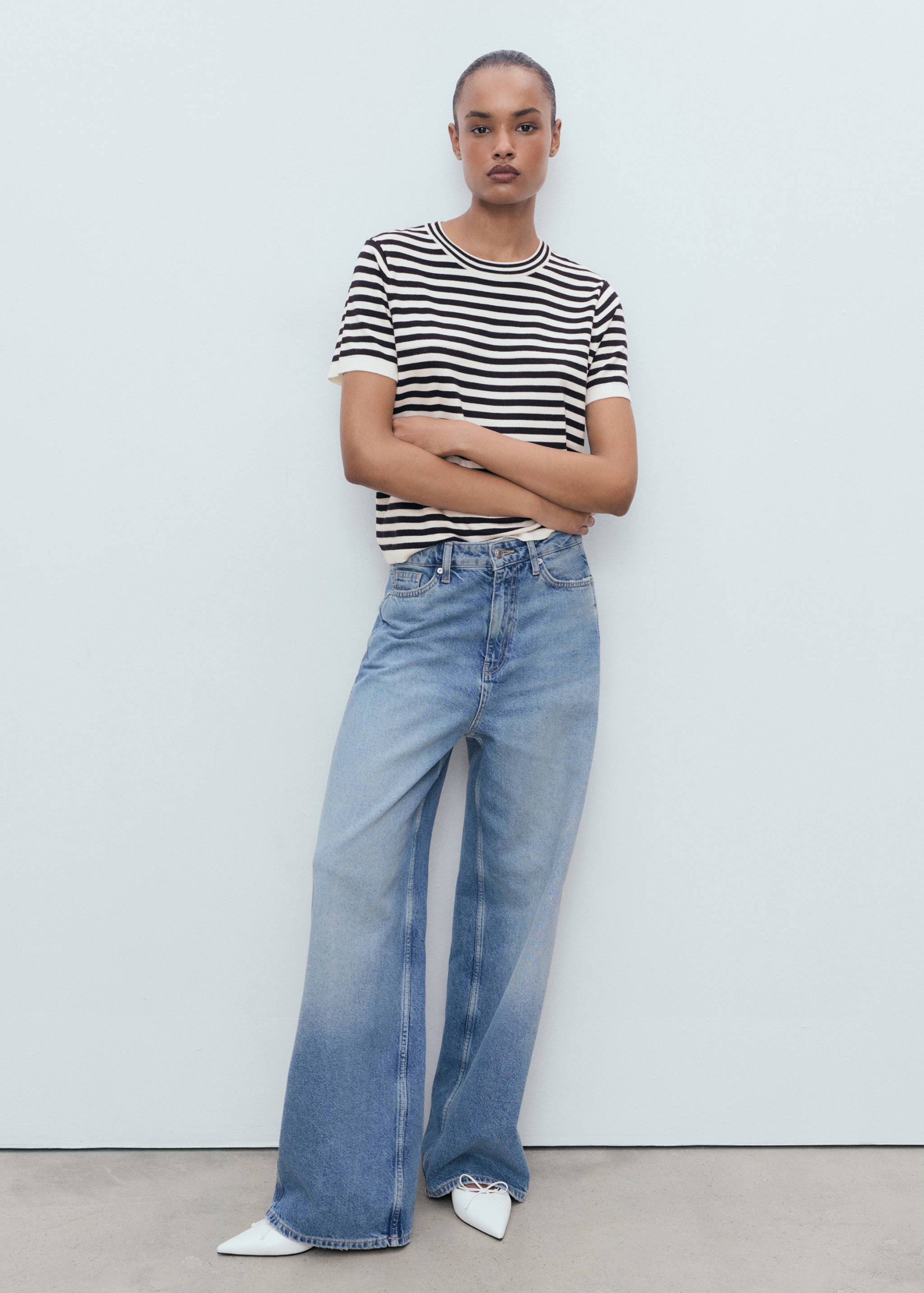 Pull-over rayures manches courtes - Plan général