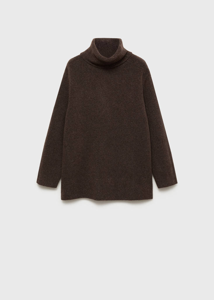 Turtleneck knit sweater — Chocolate