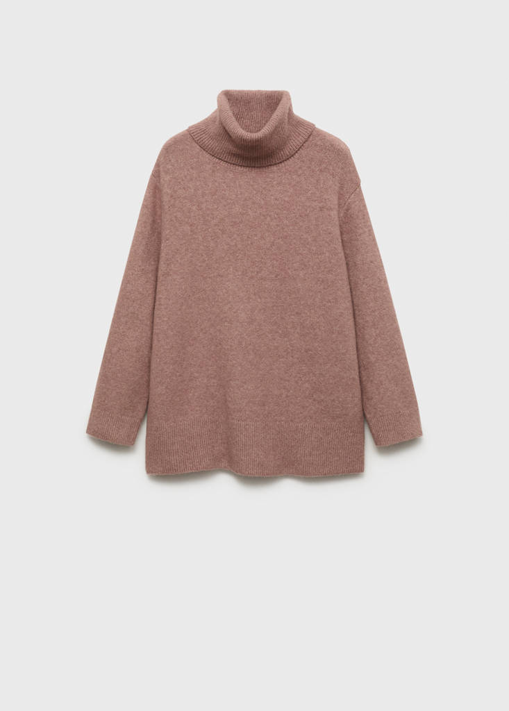 Turtleneck knit sweater — Medium Brown