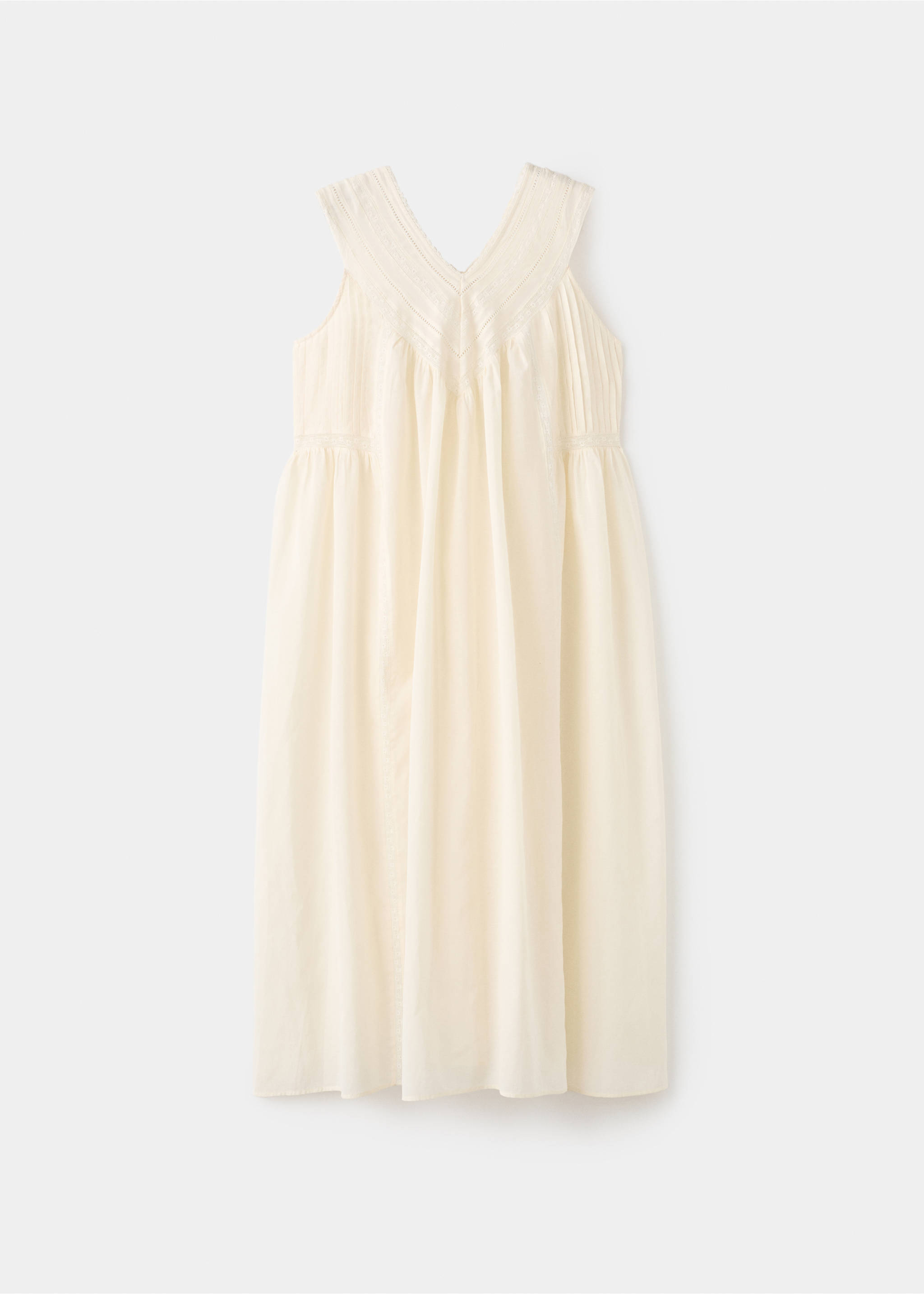 Cotton lace nightdress with drawstring - Article without model, Vanilla. Ref: 17034104-00.