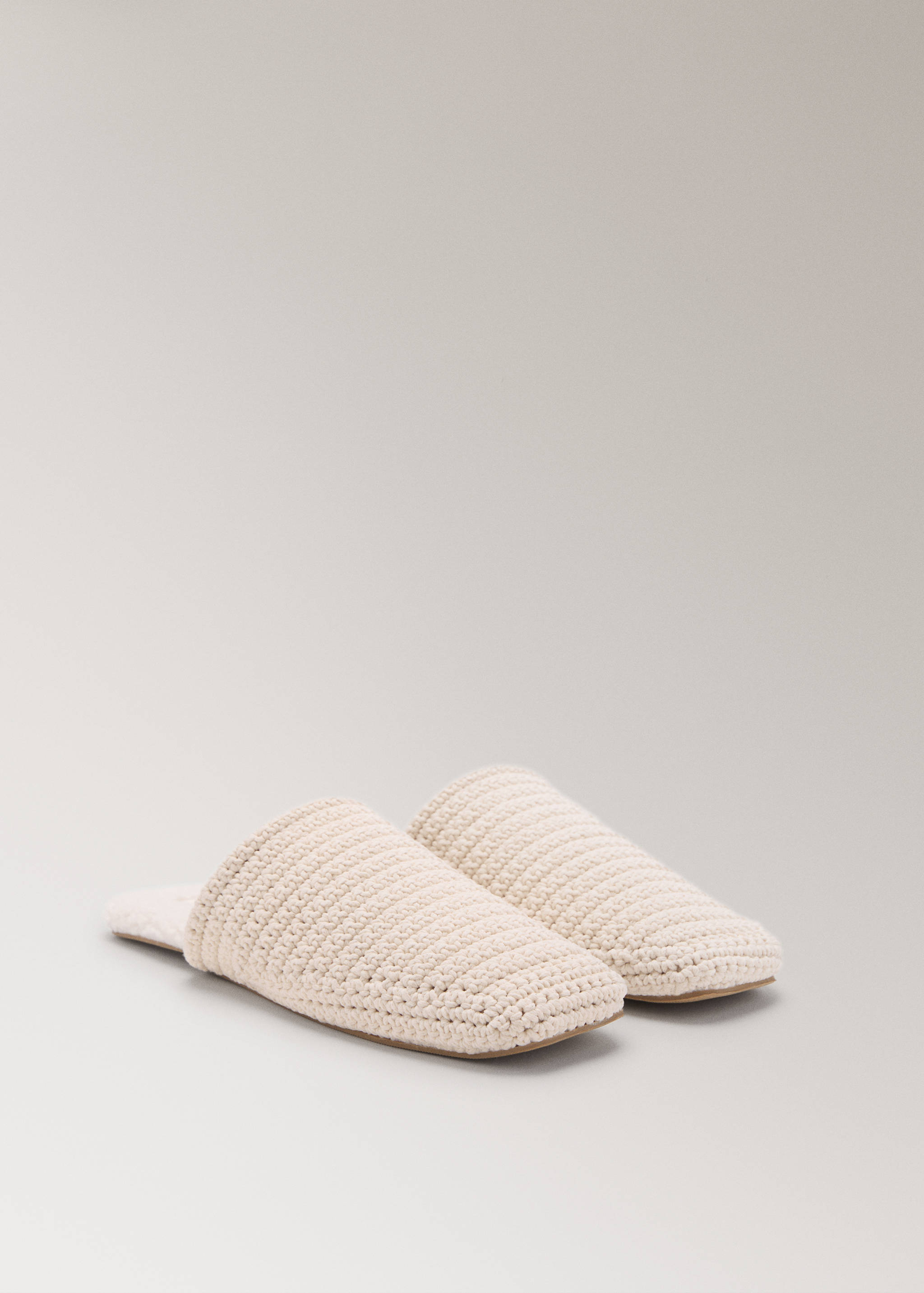 Crochet mule slippers with shearling lining - Medium plane
