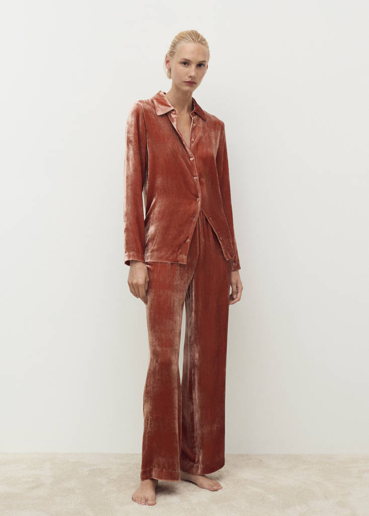 Silk velvet shirt — Burnt Orange