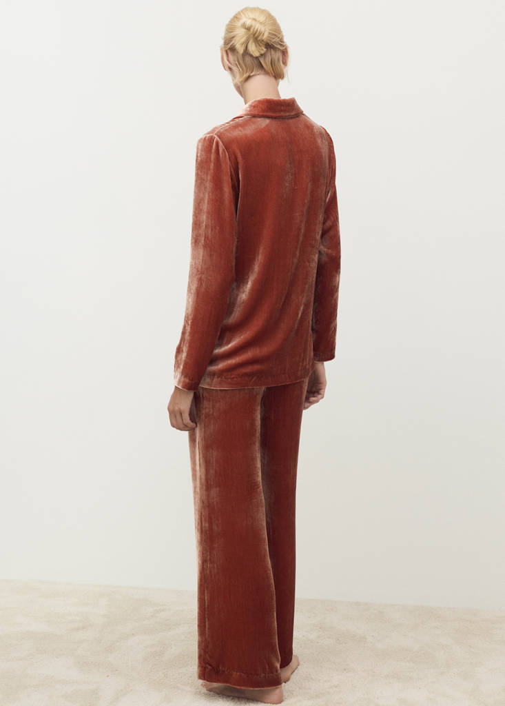 Silk velvet shirt — Burnt Orange