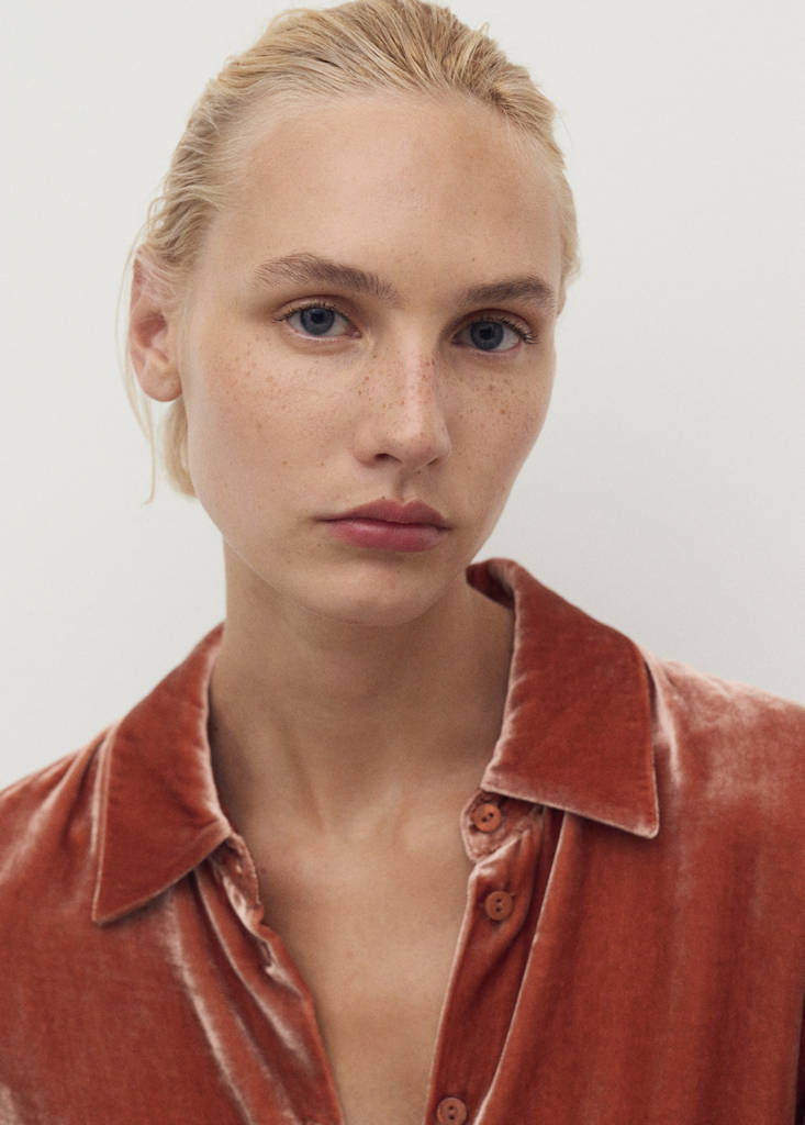 Silk velvet shirt — Burnt Orange