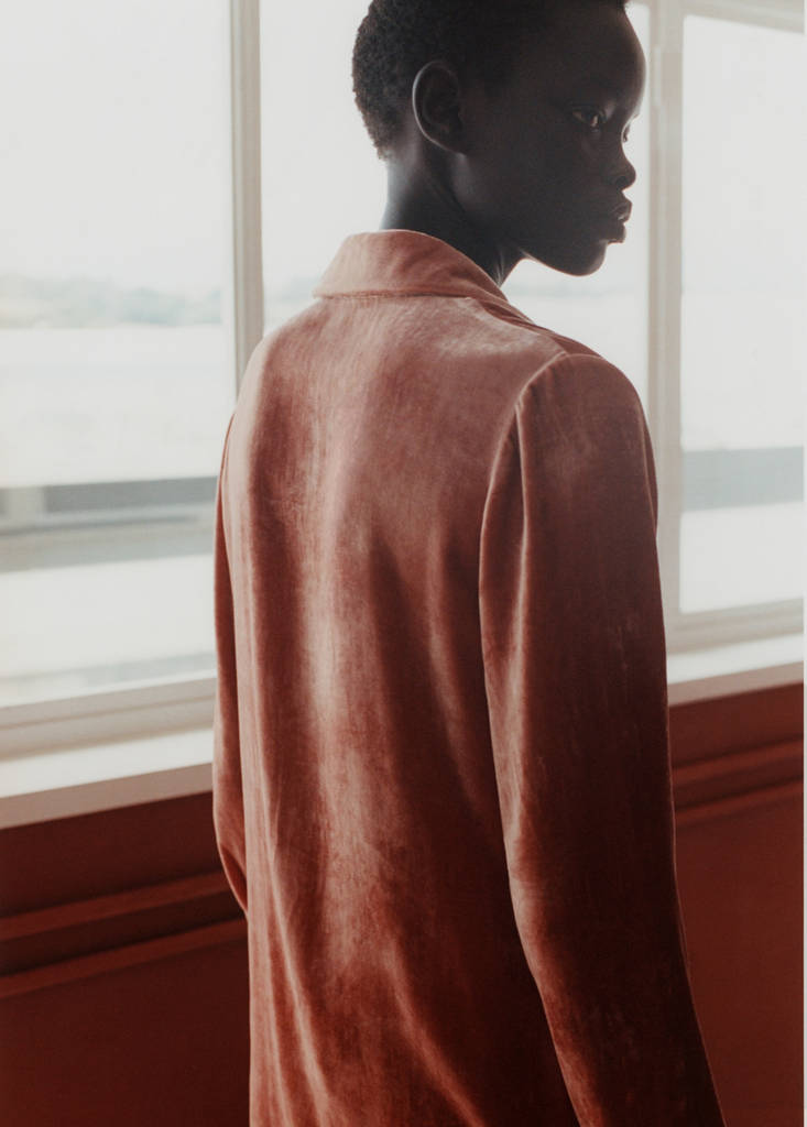 Silk velvet shirt — Burnt Orange
