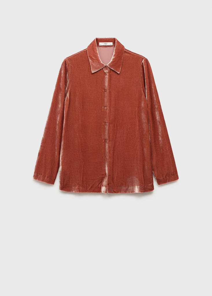 Silk velvet shirt — Burnt Orange
