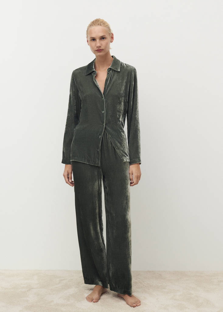 Silk velvet shirt — Green