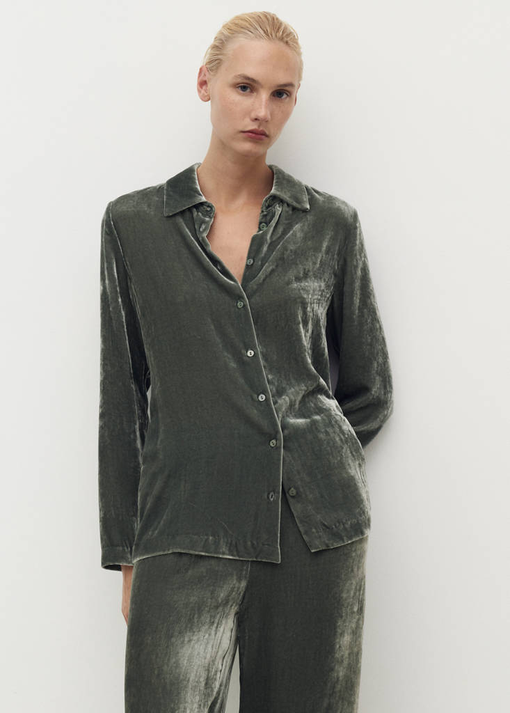 Silk velvet shirt — Green