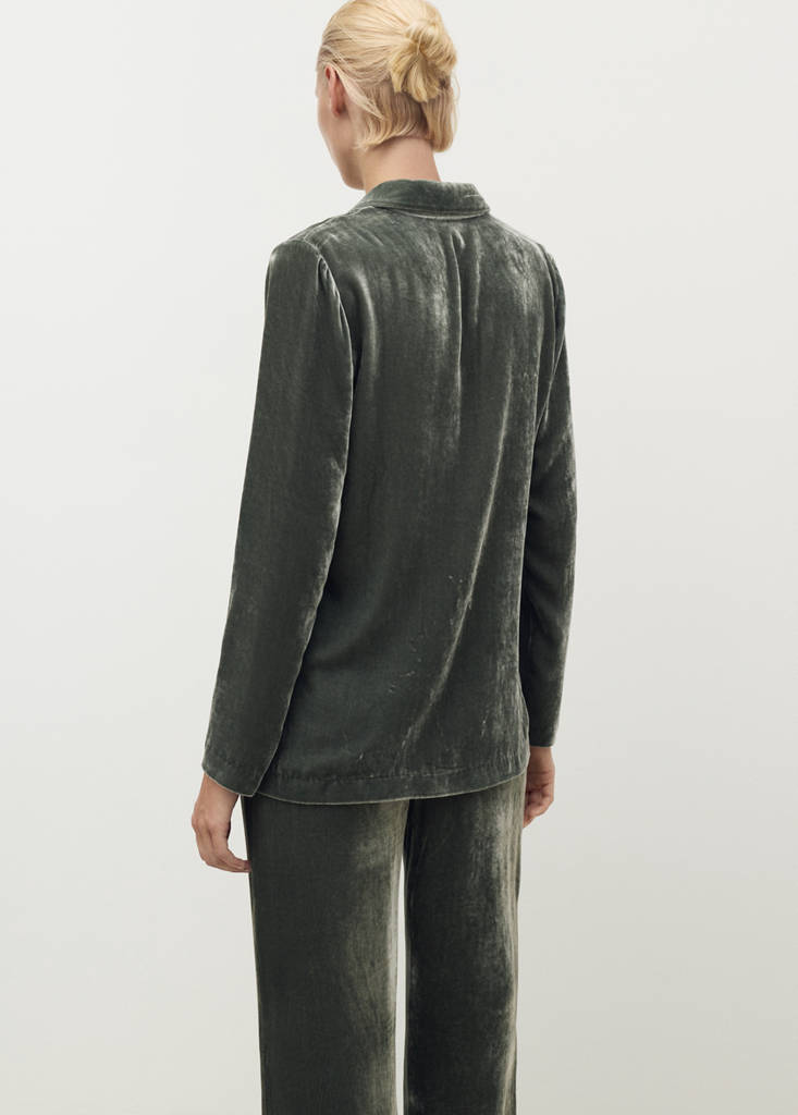 Silk velvet shirt — Green