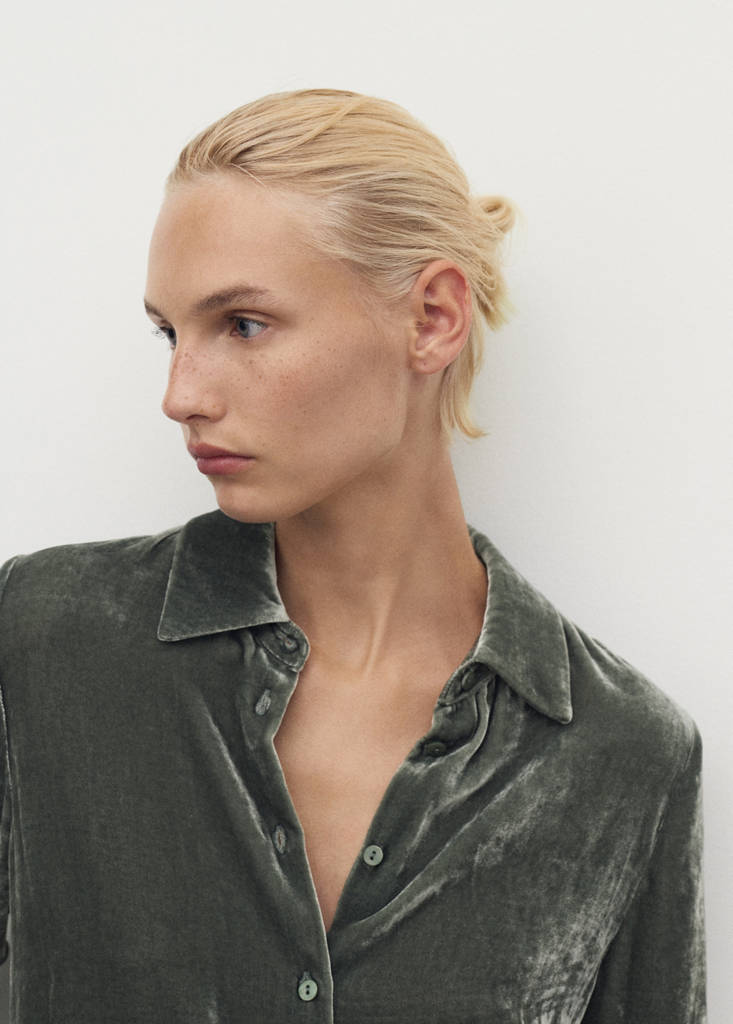 Silk velvet shirt — Green