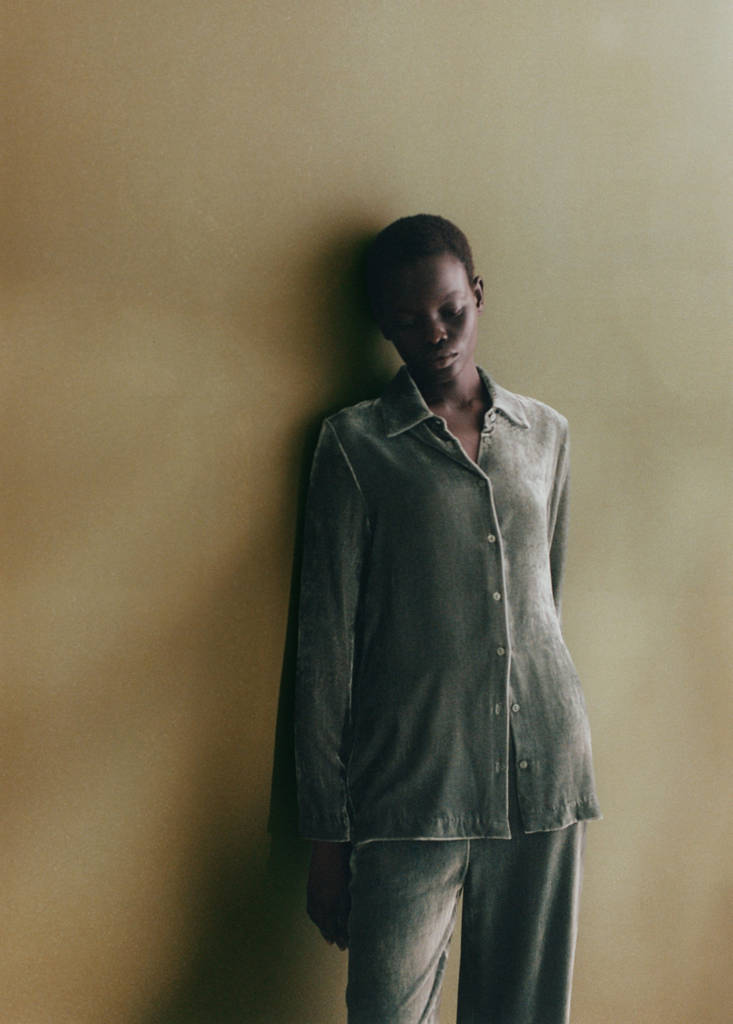 Silk velvet shirt — Green