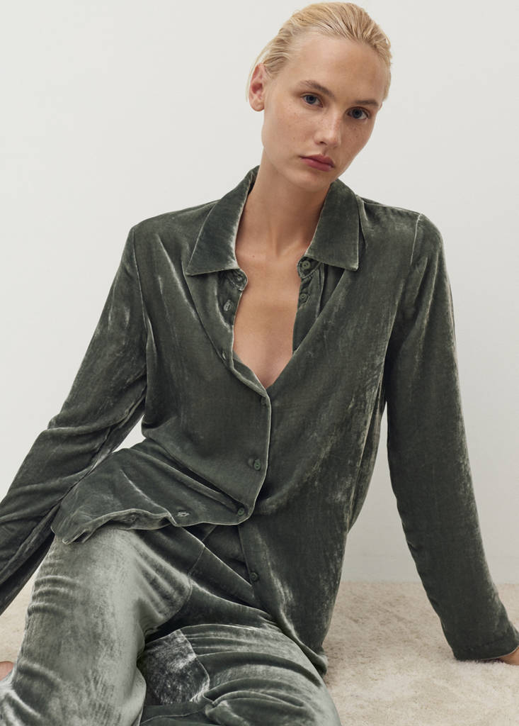 Silk velvet shirt — Green