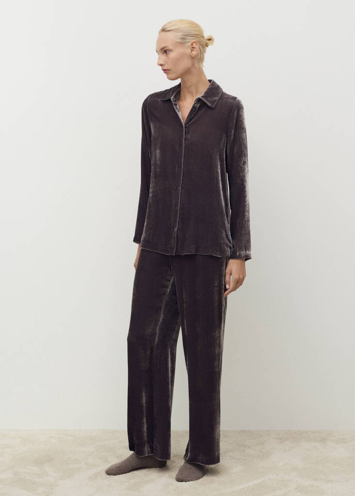 Silk velvet shirt — Blackberry