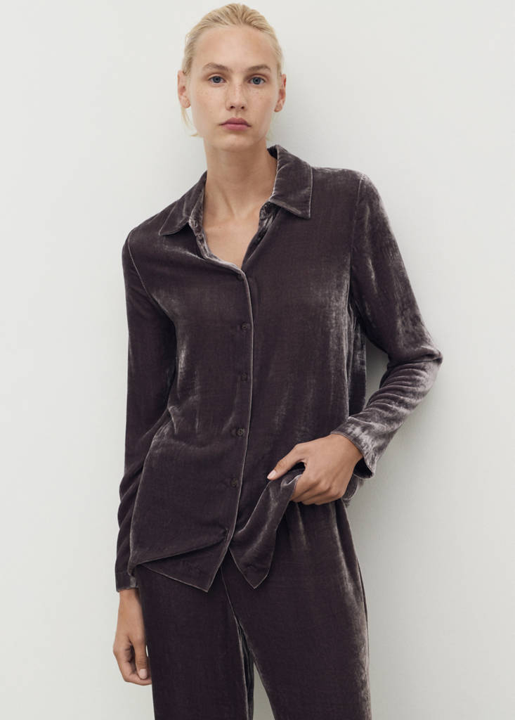 Silk velvet shirt — Blackberry