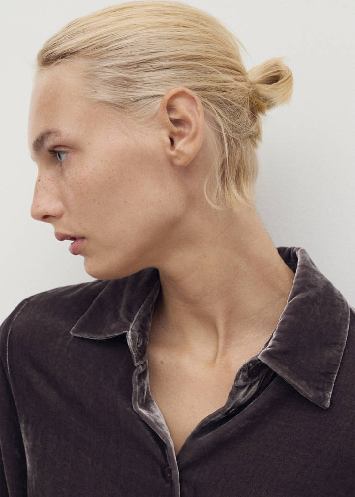 Silk velvet shirt — Blackberry
