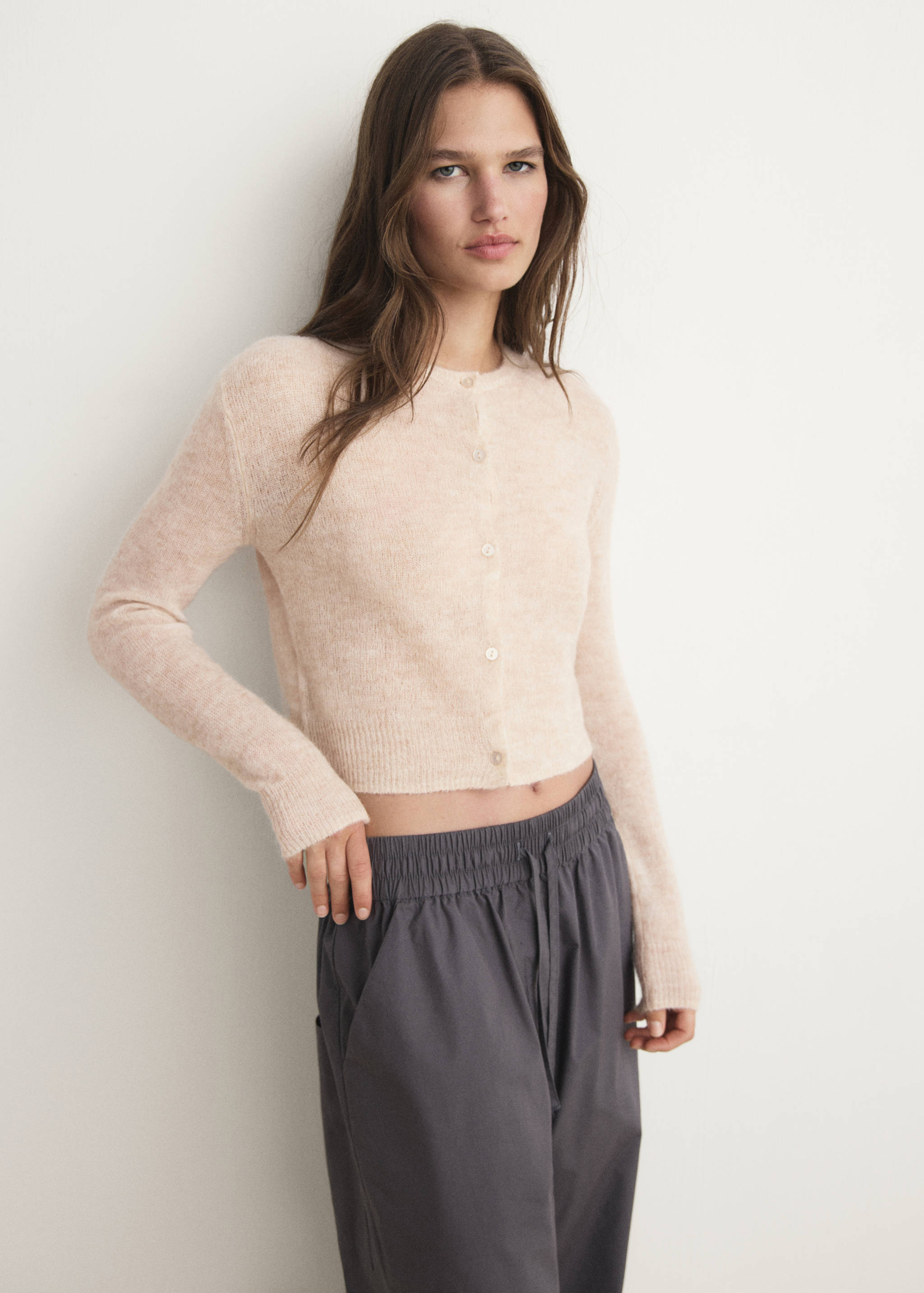 Short wool cardigan - Medium plane