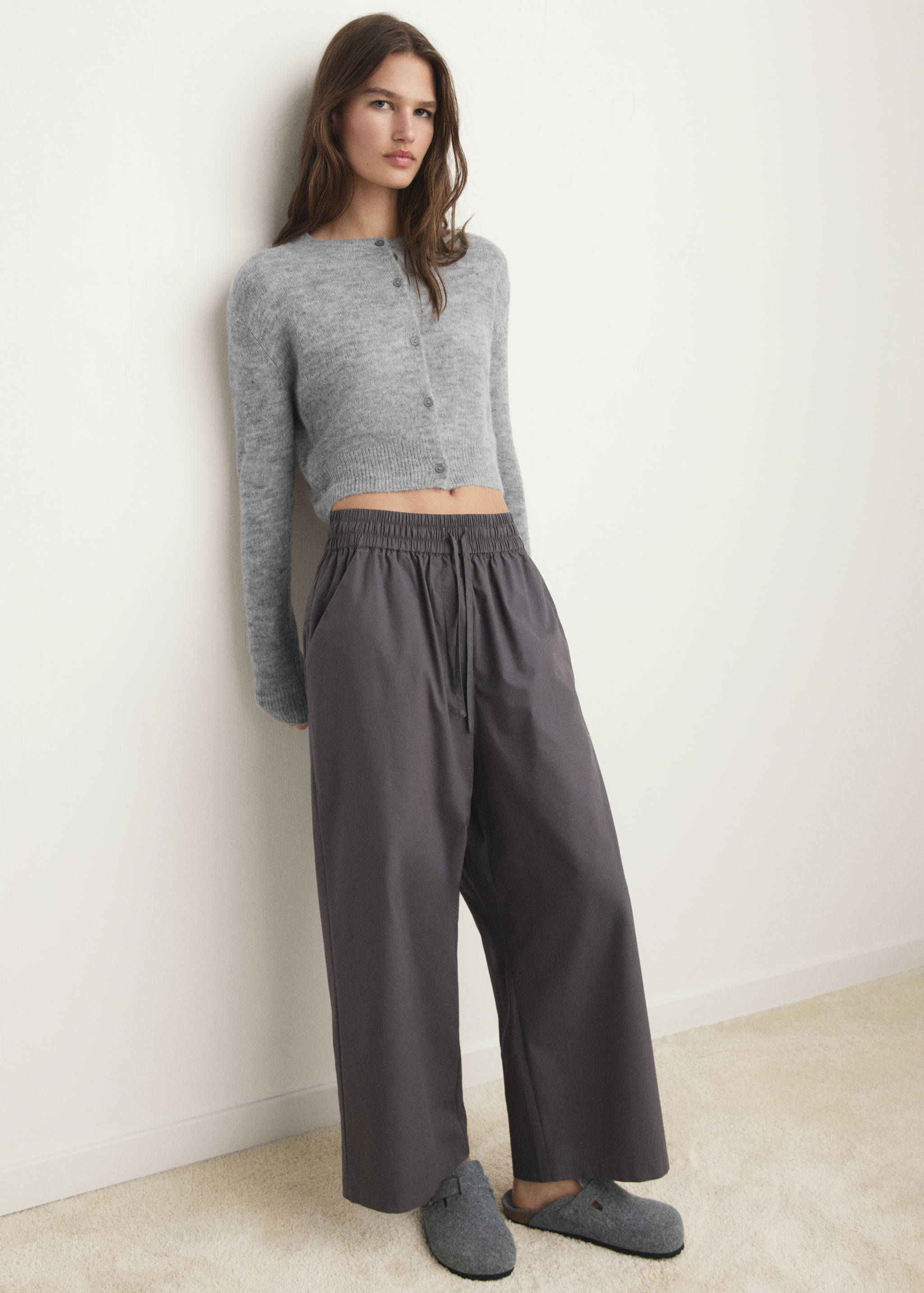 短款羊毛针织开衫 - null