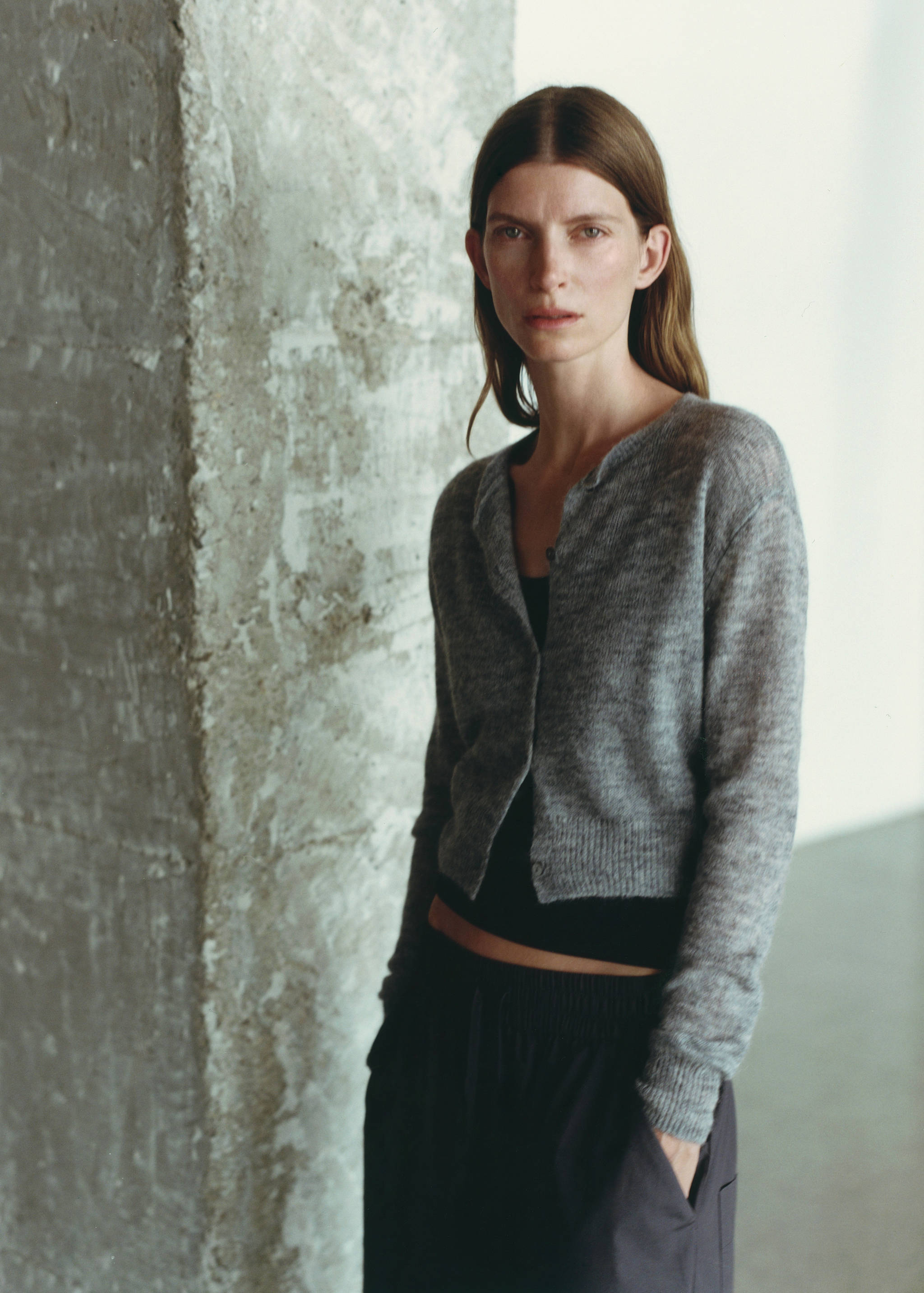 短款羊毛针织开衫 - null