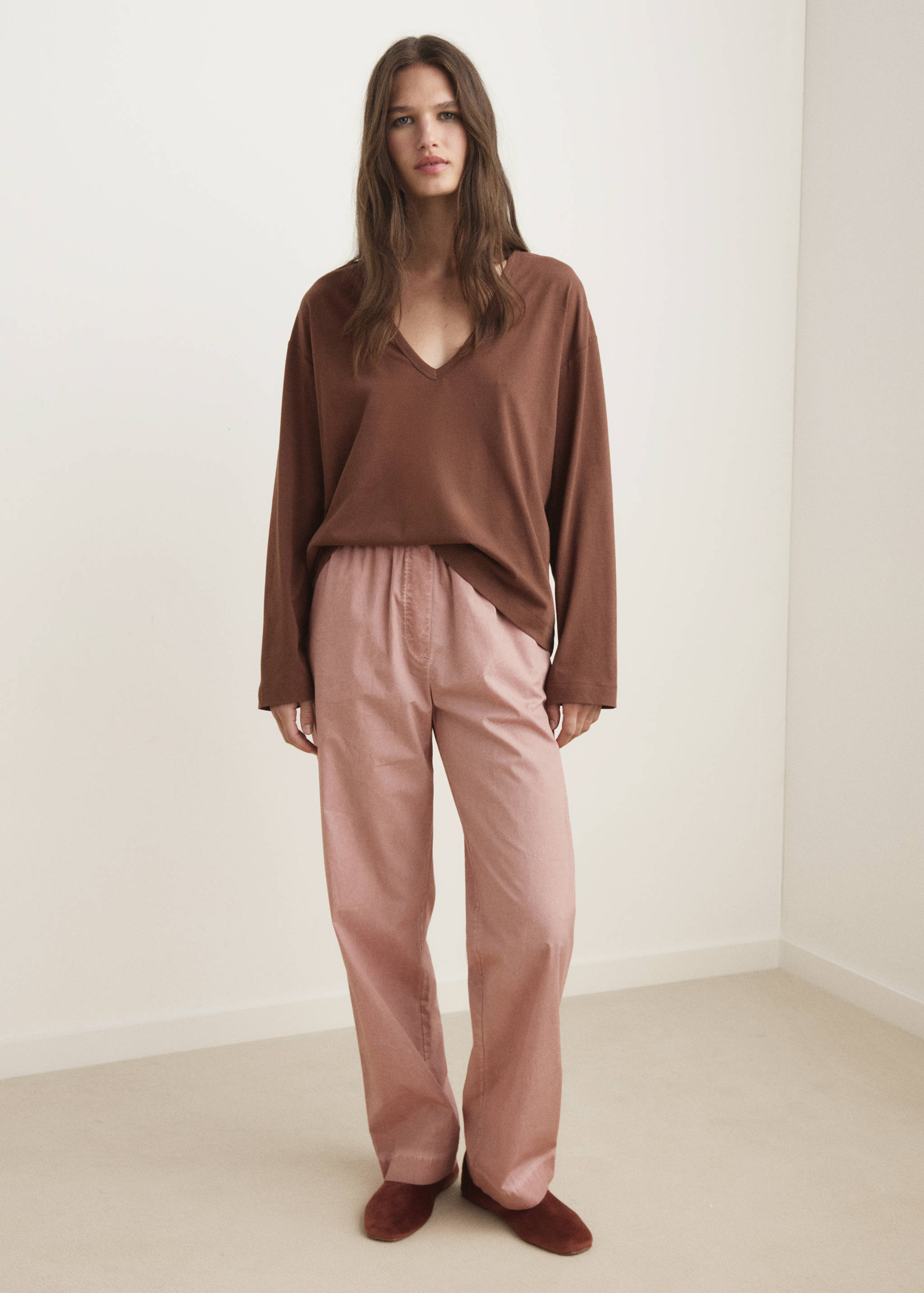 Cotton pyjama t-shirt with sleeve detail - General plane