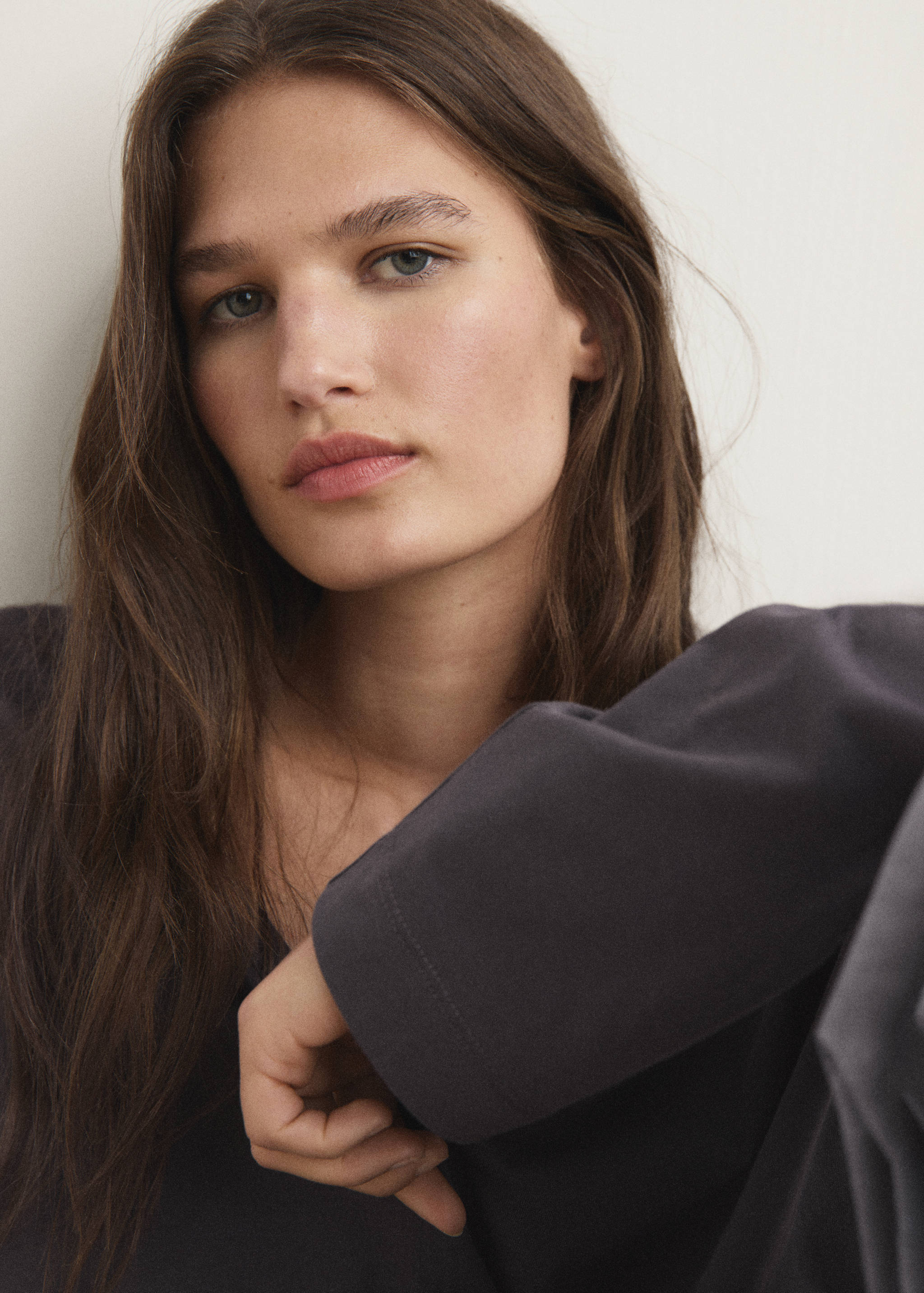 เสื้อยืดชุดนอนผ้าคอตตอนดีเทลแขน - รายละเอียดของสินค้า 1