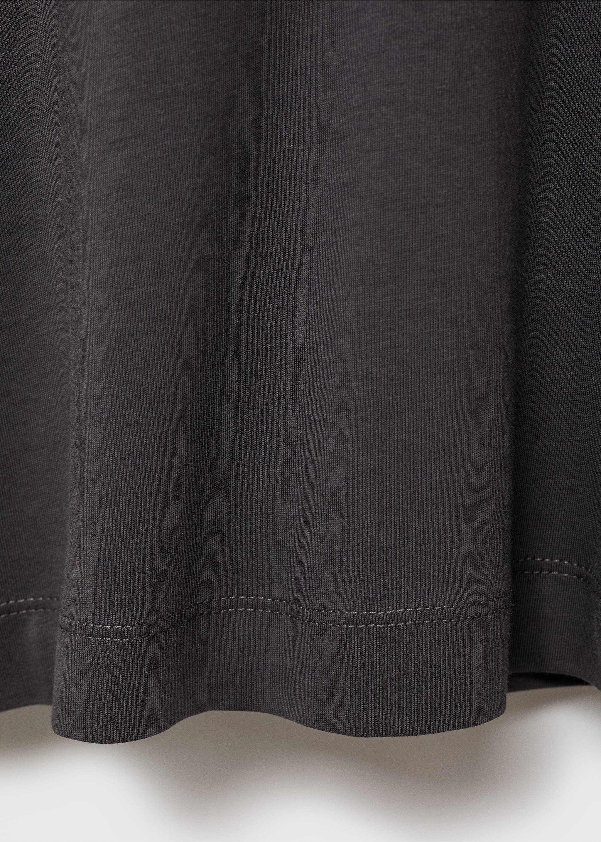 Dark grey pyjama t-shirt detail showing soft jersey fabric and hem., Charcoal. Ref: 17034112-00.