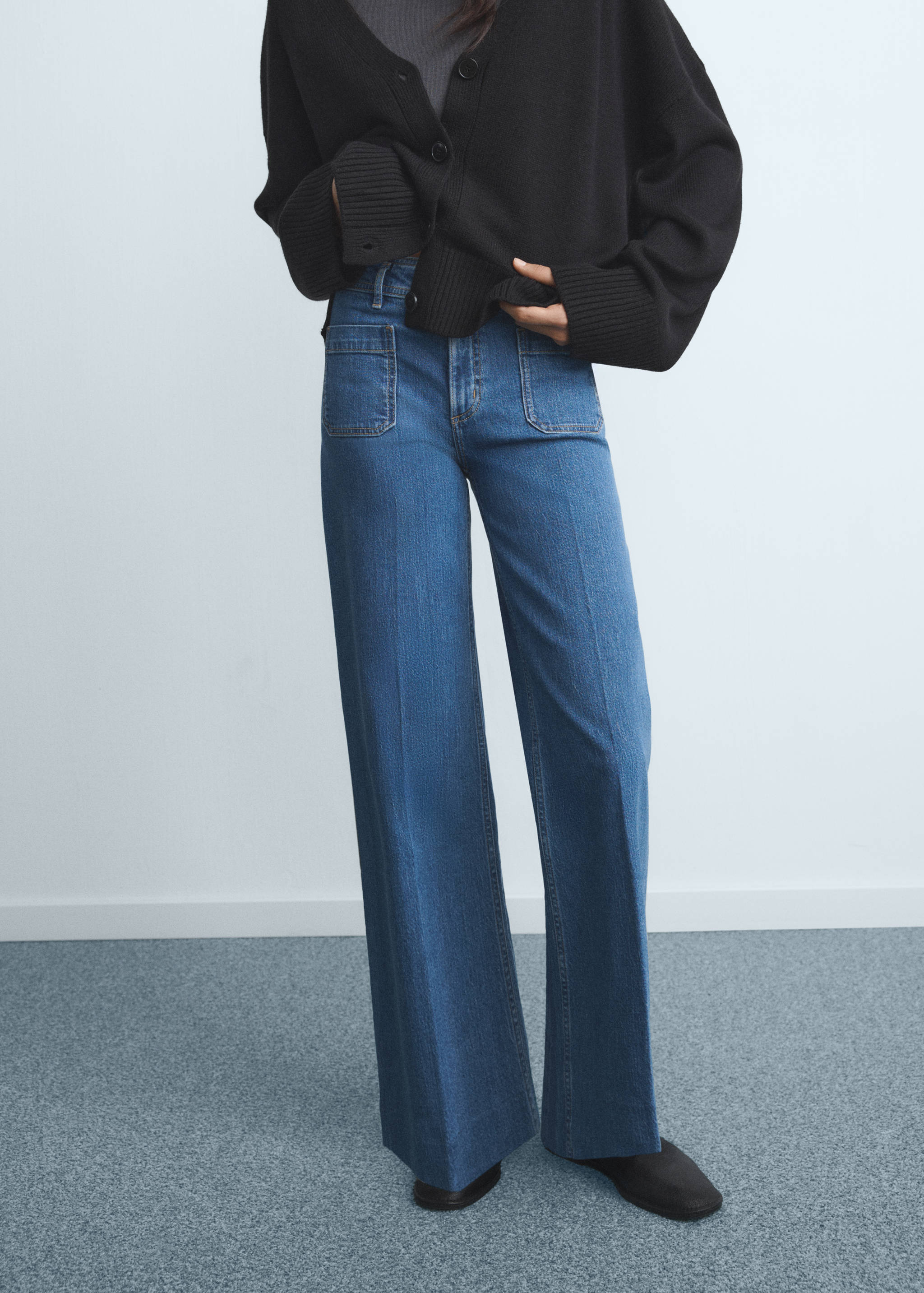 Wide leg jeans with pockets - Medium plane