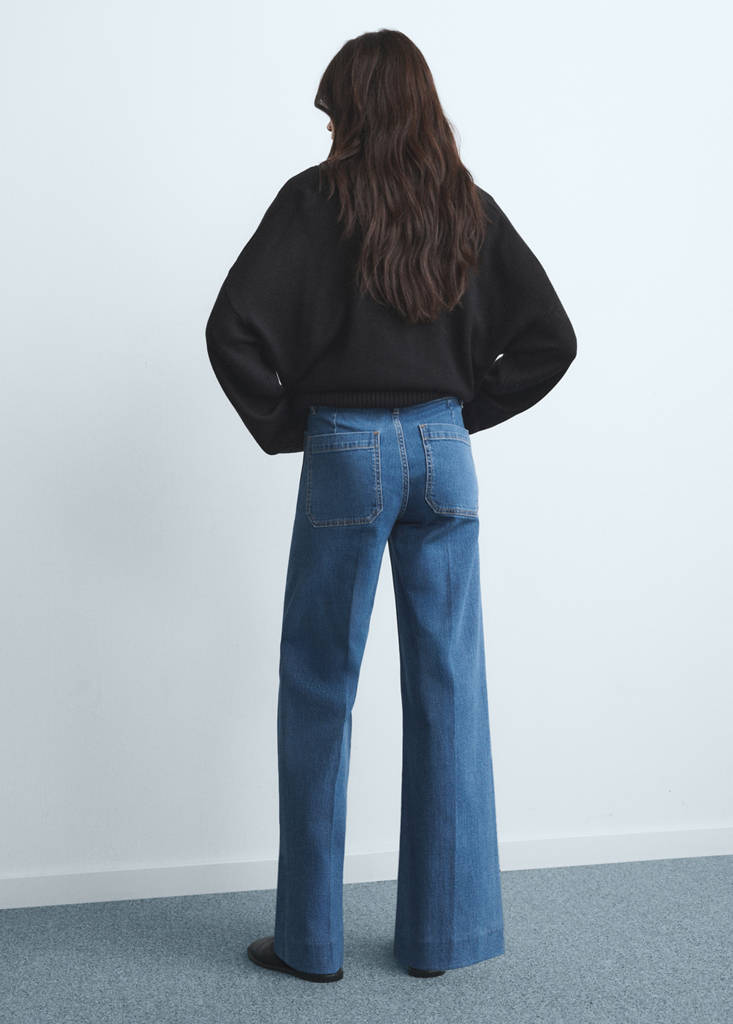 Wide leg jeans with pockets — Medium Blue