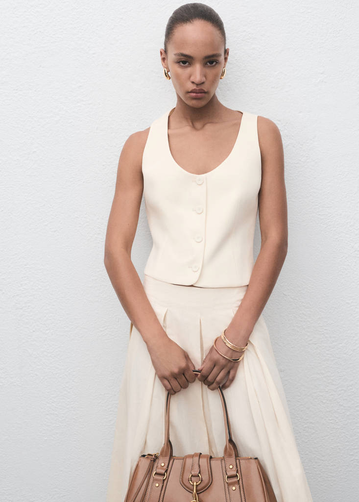 Suit waistcoat with buttons — Vanilla