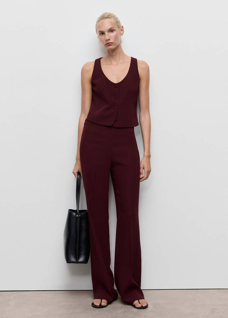 Suit waistcoat with buttons — Maroon