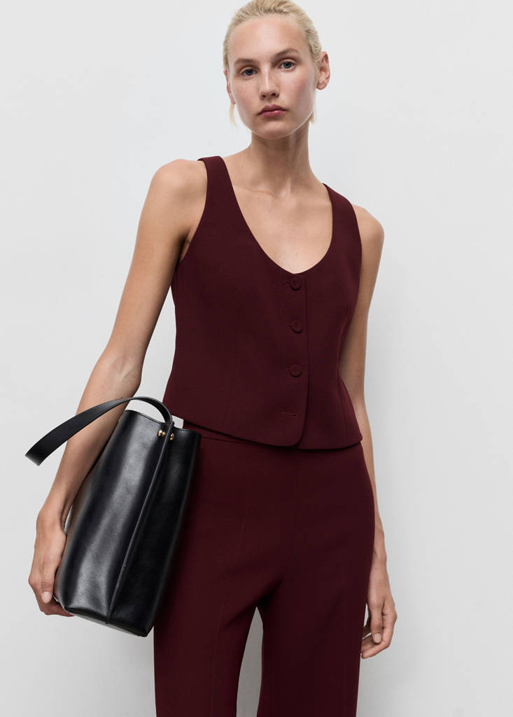 Suit waistcoat with buttons — Maroon