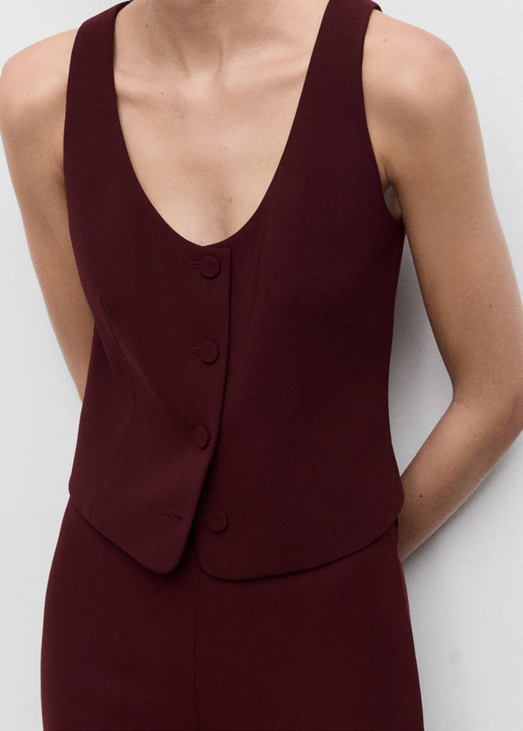 Suit waistcoat with buttons — Maroon