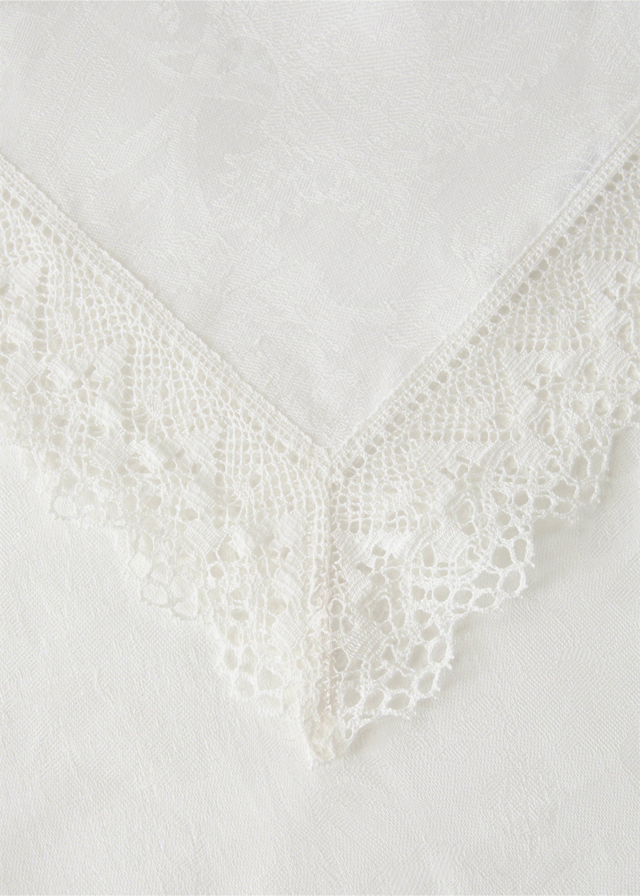 Linneduk jacquard blommig med spets för 6 till 8 gäster - Detaljer om artikeln 1, Benvit. Ref: 17034131-00.